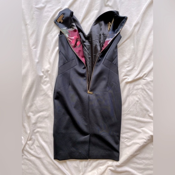 Ted Baker Black Sheath Midi Dress Floral Lining - Picture 11 of 12